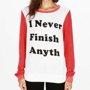 Wildfox 'I Never Finish Anyth' Jumper (NWOT)